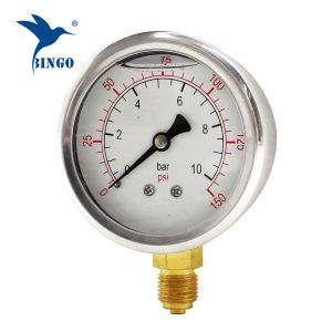 Manómetro de presión de latón de caja de acero inoxidable de 60 mm manómetro de presión de 150 psi